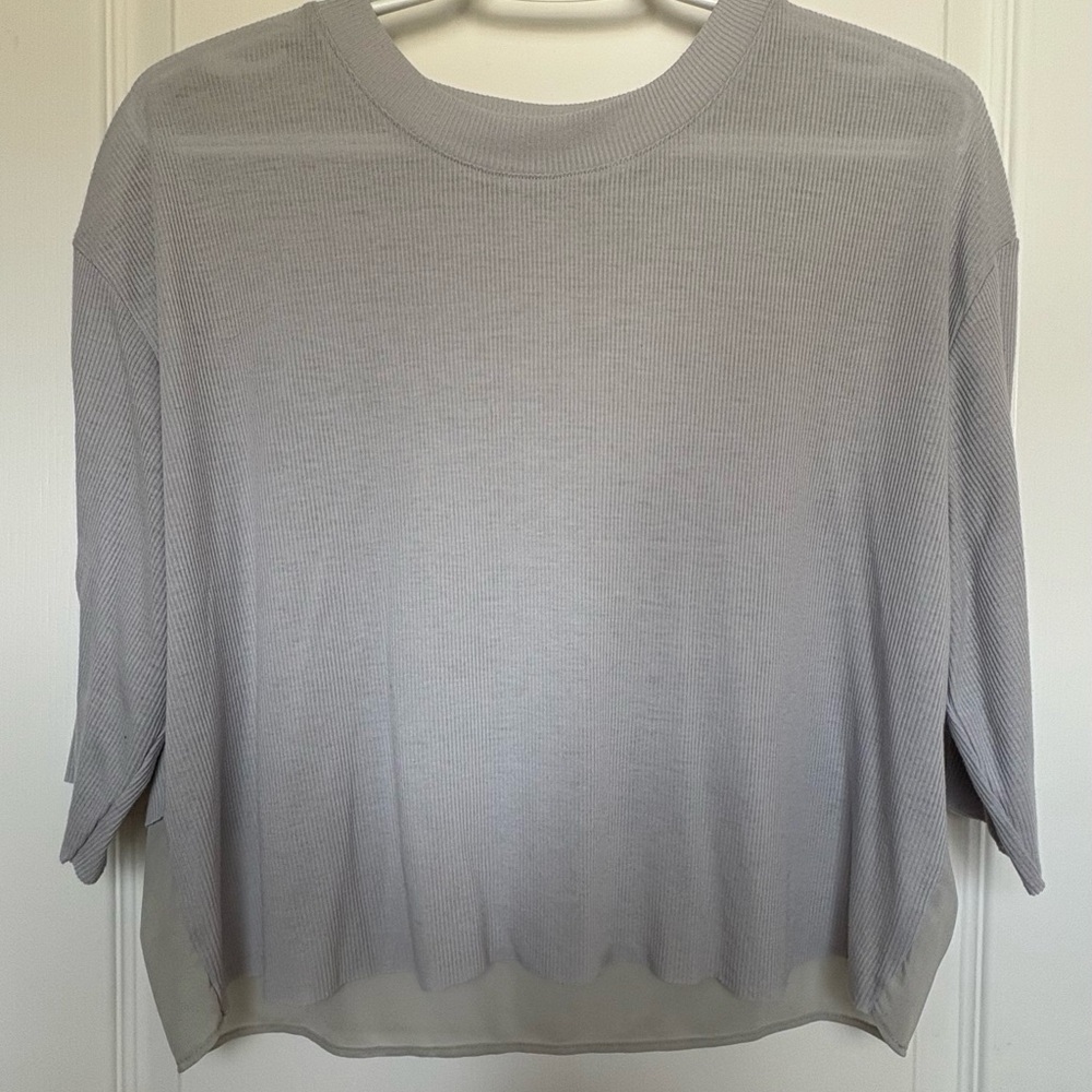 Light Gray Ribbed Knit Top